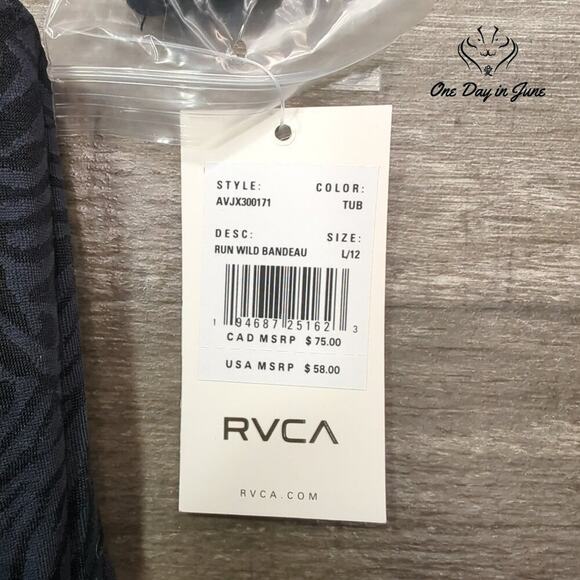 RVCA Run Wild Bandeau Bikini Top Size L - Picture 4 of 5
